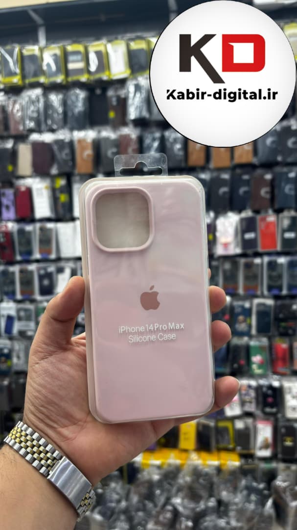 قاب گوشی iPhone 14 Pro Max آیفون سیلیکونی اورجینال پاک کنی درجه یک زیربسته صورتی