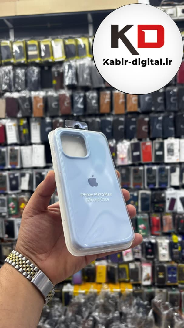 قاب گوشی iPhone 14 Pro Max آیفون سیلیکونی اورجینال پاک کنی درجه یک زیربسته آبی کبریتی
