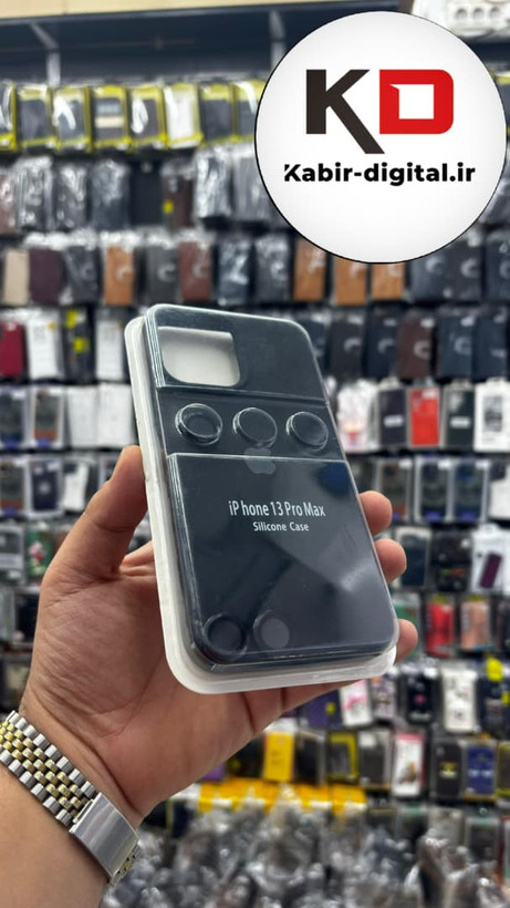 قاب سیلیکونی اورجینال با ست محافظ لنز رینگی Apple iPhone 13 Pro Max- مشکی (پک دار)