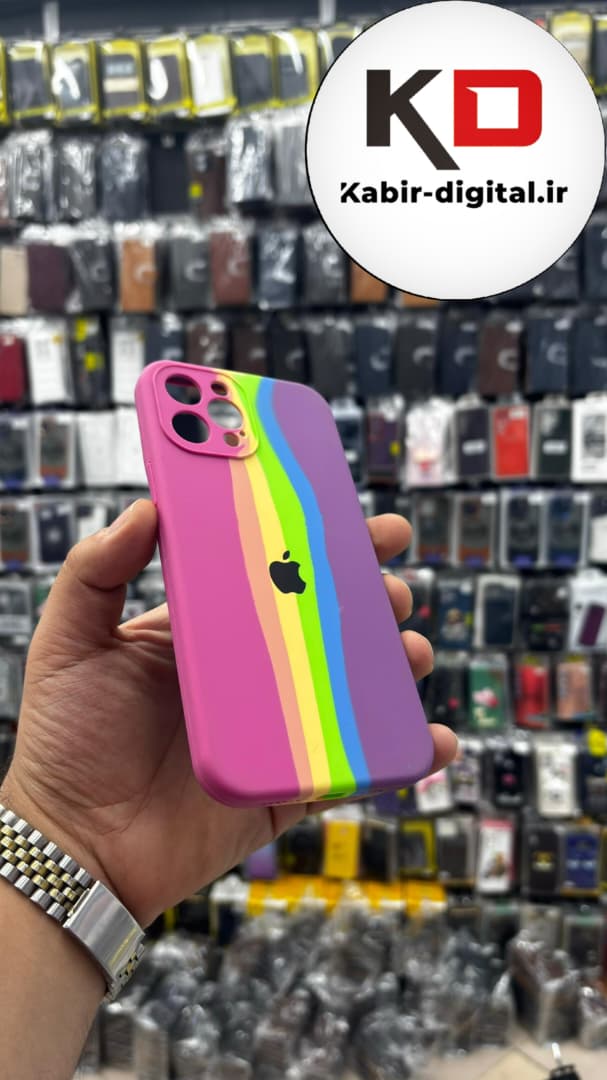 قاب گوشی iPhone 13 Pro Max آیفون سیلیکونی های کپی آبرنگی رنگین کمانی  زیربسته محافظ لنزدار