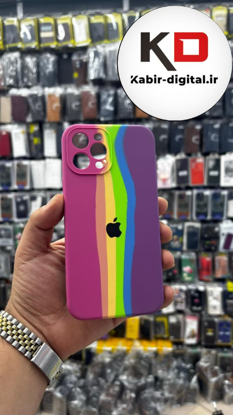 قاب گوشی iPhone 13 Pro Max آیفون سیلیکونی های کپی آبرنگی رنگین کمانی زیربسته محافظ لنزدار