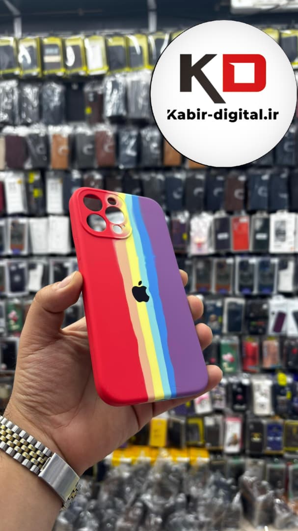 قاب گوشی iPhone 13 Pro Max آیفون سیلیکونی های کپی آبرنگی رنگین کمانی  زیربسته محافظ لنزدار