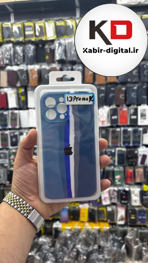 قاب گوشی iPhone 13 Pro Max آیفون سیلیکونی های کپی آبرنگی رنگین کمانی  زیربسته محافظ لنزدار آبی
