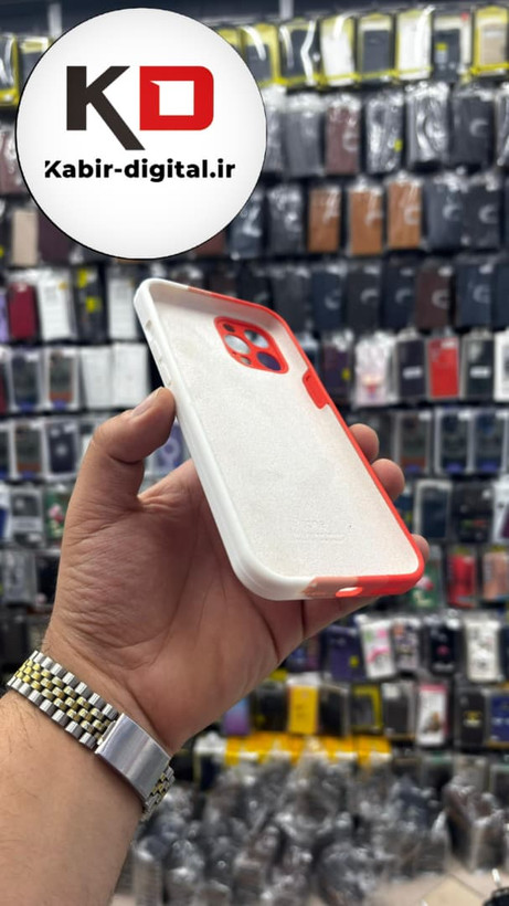 قاب گوشی iPhone 12 Pro Max آیفون سیلیکونی های کپی آبرنگی رنگین کمانی زیربسته محافظ لنزدار نارنجی