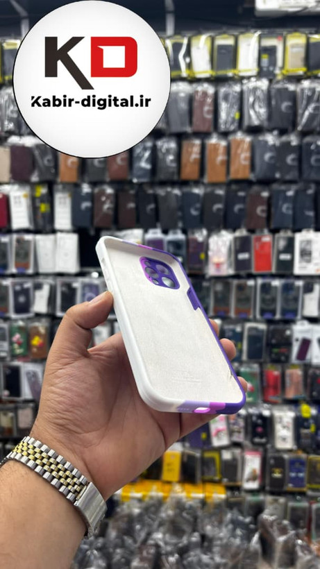 قاب گوشی iPhone 12 Pro Max آیفون سیلیکونی های کپی آبرنگی رنگین کمانی زیربسته محافظ لنزدار بنفش