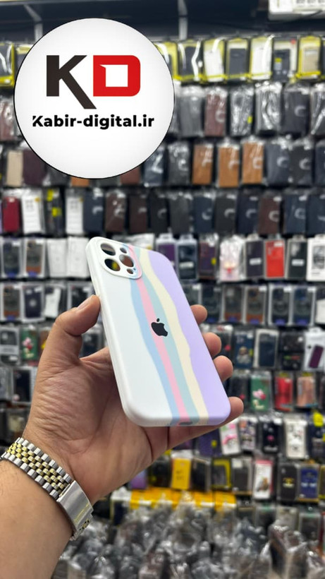 قاب گوشی iPhone 12 Pro Max آیفون سیلیکونی های کپی آبرنگی رنگین کمانی زیربسته محافظ لنزدار