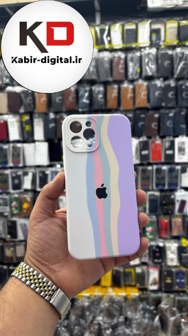قاب گوشی iPhone 12 Pro Max آیفون سیلیکونی های کپی آبرنگی رنگین کمانی زیربسته محافظ لنزدار
