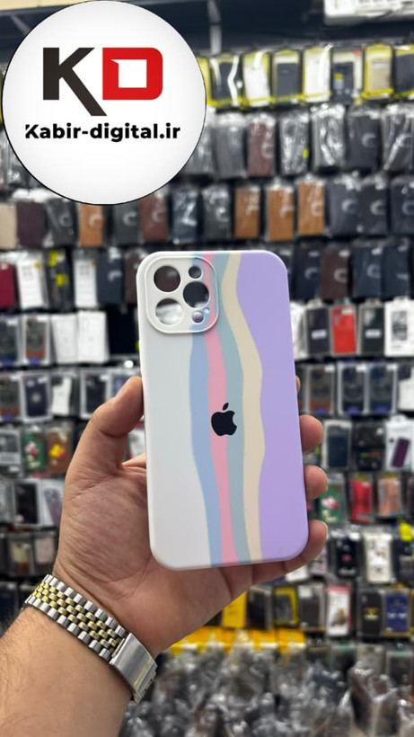 قاب گوشی iPhone 12 Pro Max آیفون سیلیکونی های کپی آبرنگی رنگین کمانی زیربسته محافظ لنزدار