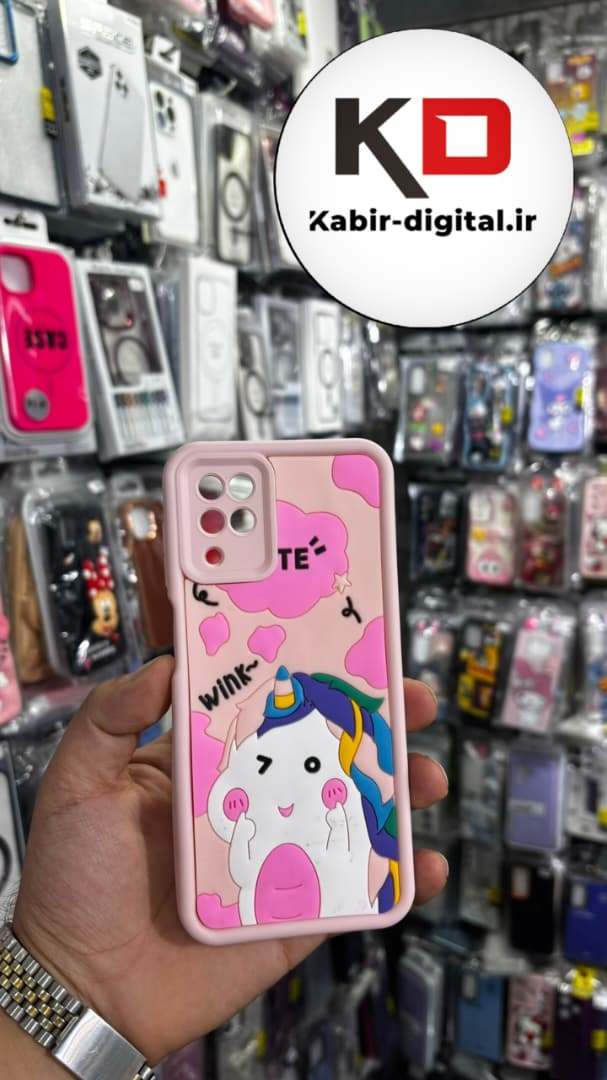 قاب گوشی Galaxy A12/M12 سامسونگ طرح سیلیکونی Solid عروسکی برجسته محافظ لنز دار طرح اسب تک شاخ