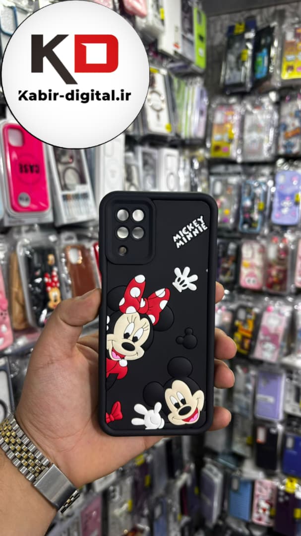 قاب گوشی Galaxy A12/M12 سامسونگ طرح سیلیکونی Solid عروسکی برجسته محافط لنز دار طرح میکی موس مشکی
