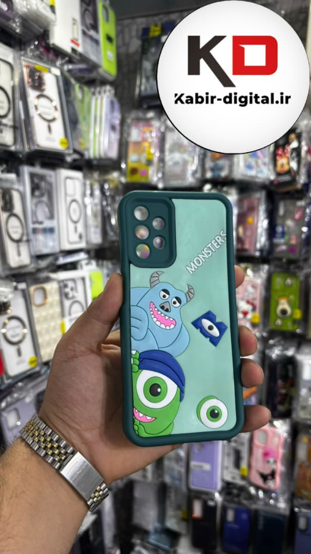 قاب گوشی Galaxy A13/A23 سامسونگ طرح سیلیکونی Solid عروسکی برجسته محافظ لنز دار طرح سالیوان سبز