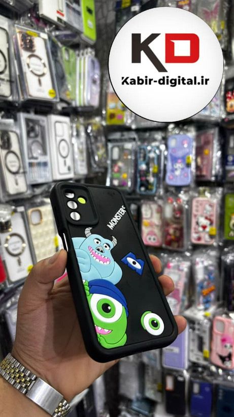 قاب گوشی Galaxy A04s سامسونگ طرح سیلیکونی Solid عروسکی برجسته محافظ لنز دار طرح سالیوان مشکی