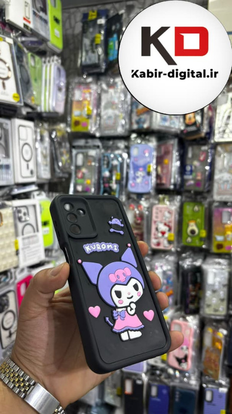 قاب گوشی Galaxy A04s سامسونگ طرح سیلیکونی Solid عروسکی برجسته محافظ لنز دار طرح کرومی بنفش و مشکی