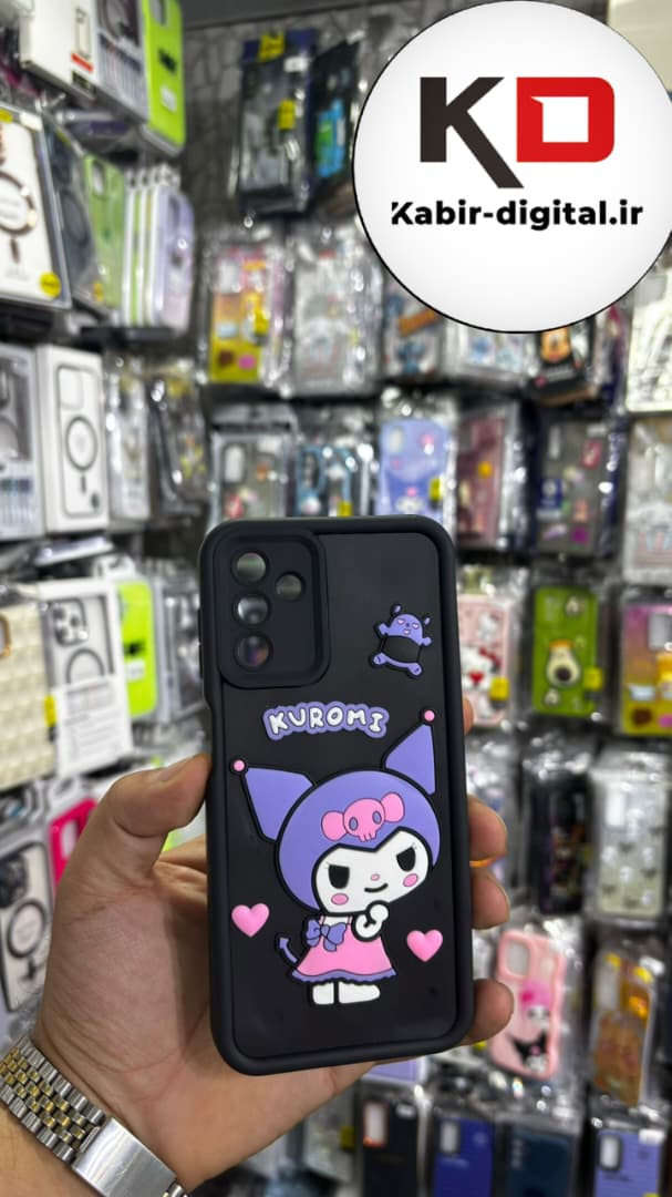 قاب گوشی Galaxy A04s سامسونگ  طرح سیلیکونی Solid عروسکی برجسته محافظ لنز دار طرح کرومی بنفش و مشکی