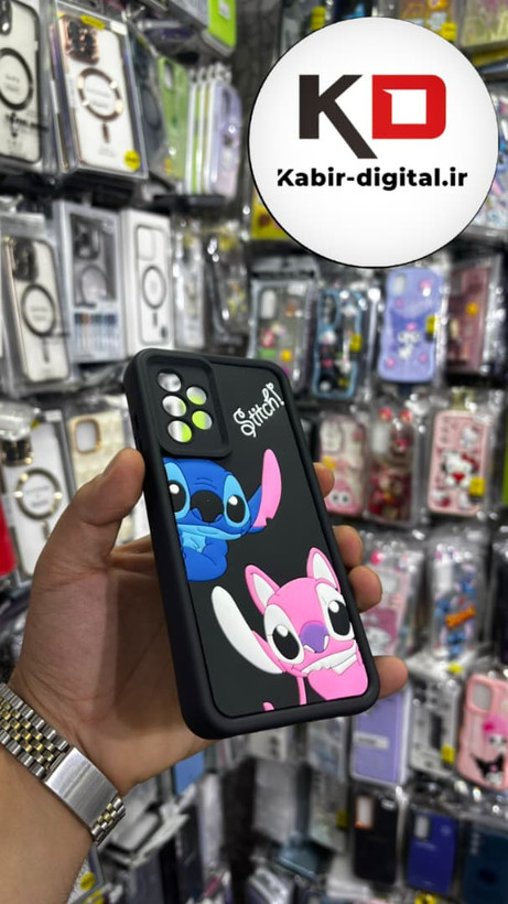 قاب گوشی Galaxy A52 / A52s سامسونگ طرح سیلیکونی Solid عروسکی برجسته محافظ لنز دار طرح استیج صورتی و مشکی
