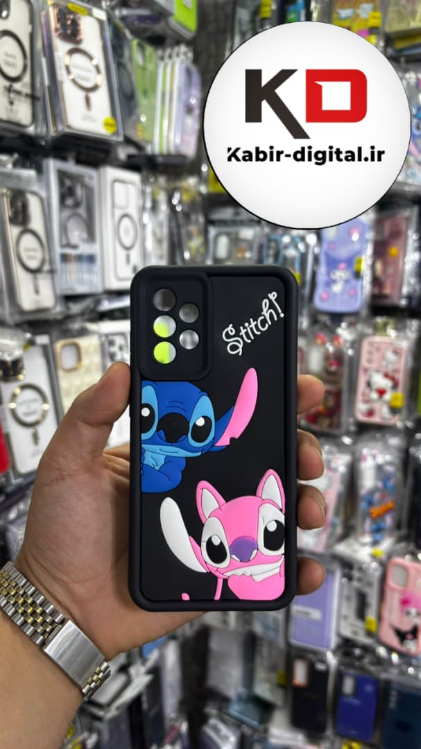 قاب گوشی Galaxy A52 / A52s سامسونگ  طرح سیلیکونی Solid عروسکی برجسته محافظ لنز دار طرح استیج صورتی و مشکی