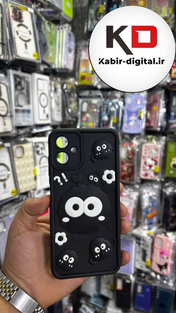 قاب گوشی Galaxy A06 سامسونگ  طرح سیلیکونی Solid عروسکی برجسته محافظ لنز دار طرح عروسکی مشکی