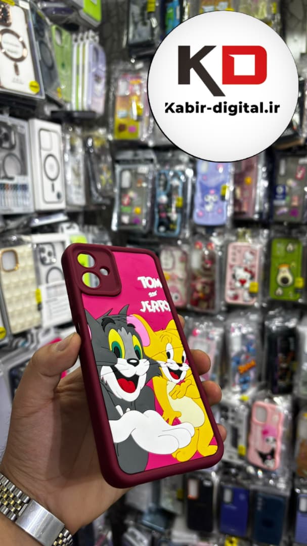 قاب گوشی Galaxy A06 سامسونگ  طرح سیلیکونی Solid عروسکی برجسته محافظ لنز دار طرح تام و جری قرمز