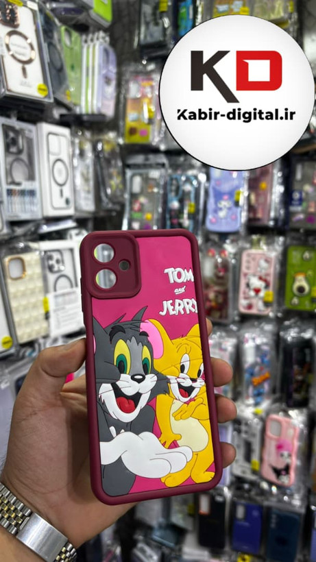 قاب گوشی Galaxy A06 سامسونگ طرح سیلیکونی Solid عروسکی برجسته محافظ لنز دار طرح تام و جری قرمز
