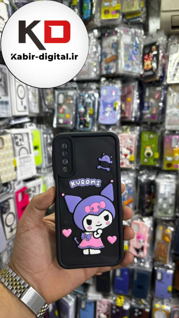 قاب گوشی Galaxy A750 / A7 2018 سامسونگ  طرح سیلیکونی Solid عروسکی برجسته محافظ لنز دار طرح کرومی بنفش و مشکی