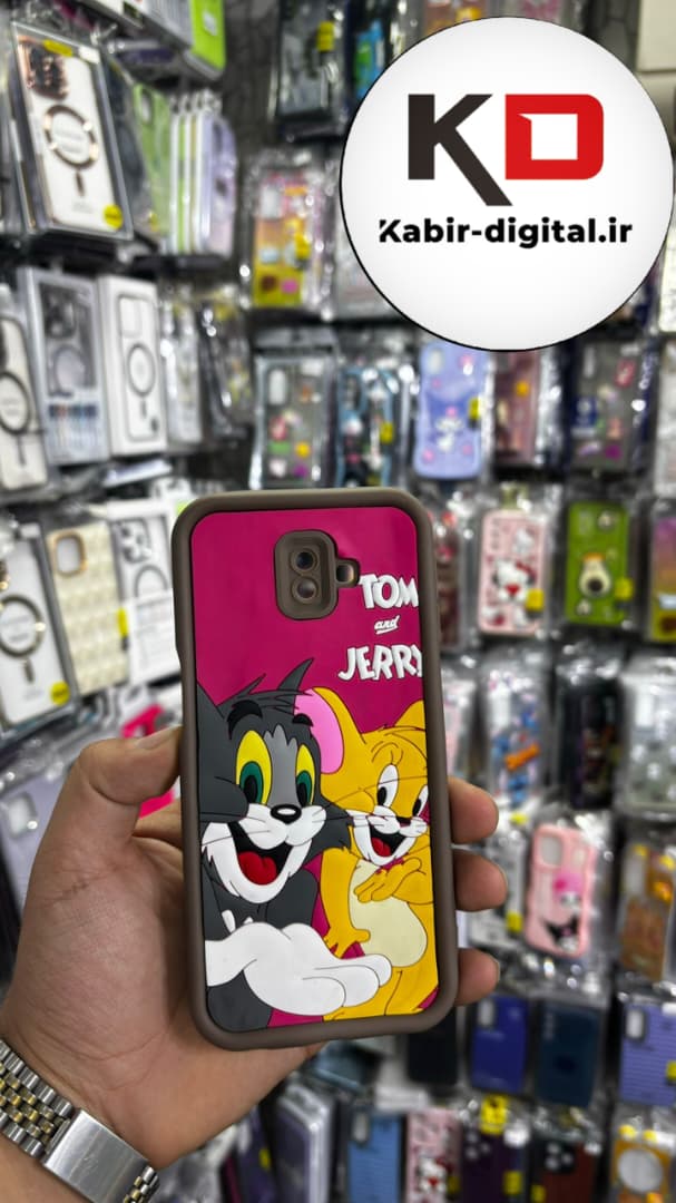 قاب گوشی Galaxy J6 Prime سامسونگ  طرح سیلیکونی Solid عروسکی برجسته محافظ لنز دار طرح تام و جری