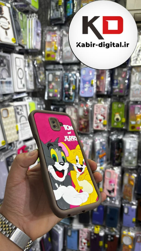 قاب گوشی Galaxy J6 Prime سامسونگ طرح سیلیکونی Solid عروسکی برجسته محافظ لنز دار طرح تام و جری