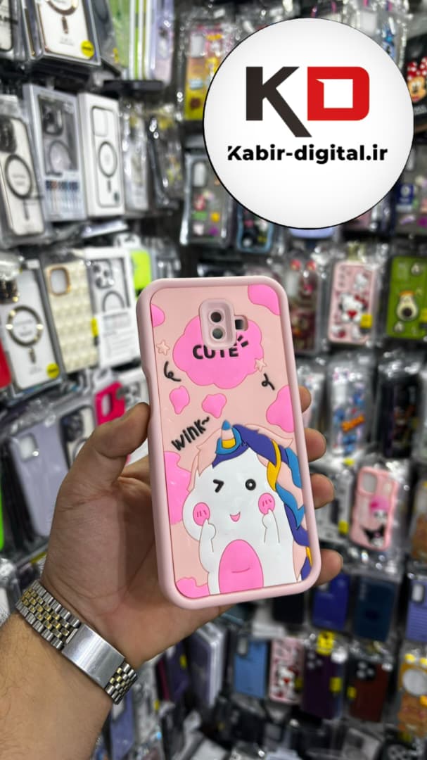 قاب گوشی Galaxy J6 Prime سامسونگ  طرح سیلیکونی Solid عروسکی برجسته محافظ لنز دار طرح اسب تک شاخ صورتی