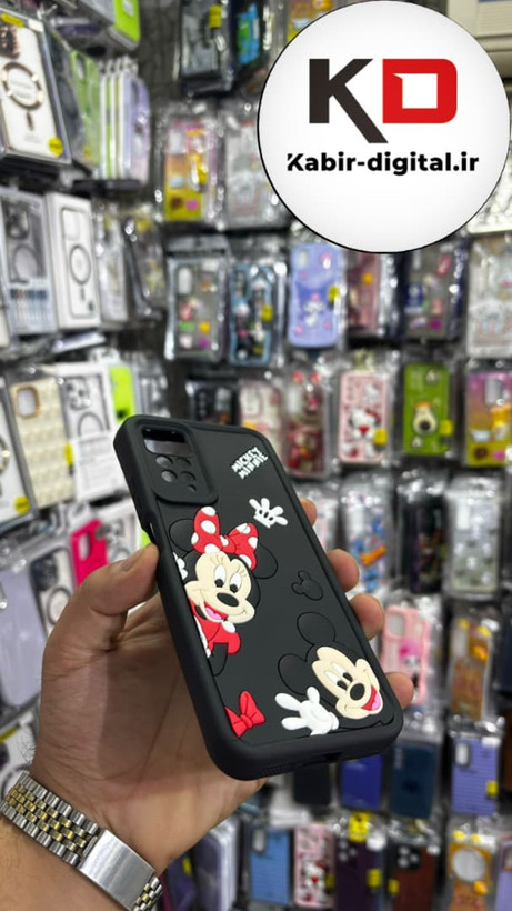 قاب گوشی Redmi Note 11 pro 4G / Redmi Note 12 pro 4G شیائومی طرح سیلیکونی Solid عروسکی برجسته محافظ لنز دار طرح میکی موس مشکی