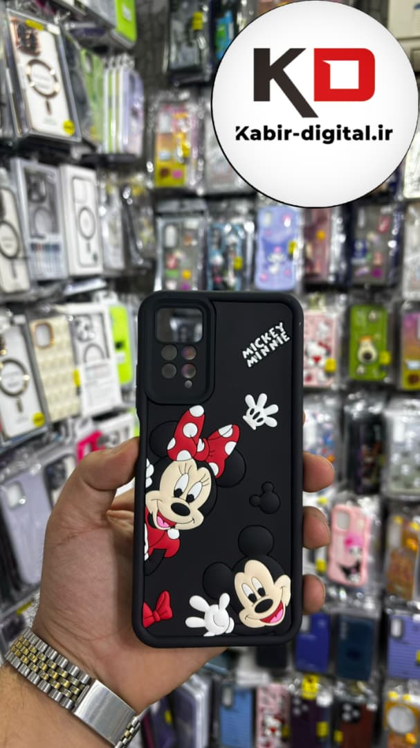 قاب گوشی Redmi Note 11 pro 4G / Redmi Note 12 pro 4G  شیائومی طرح سیلیکونی Solid عروسکی برجسته محافظ لنز دار طرح میکی موس مشکی
