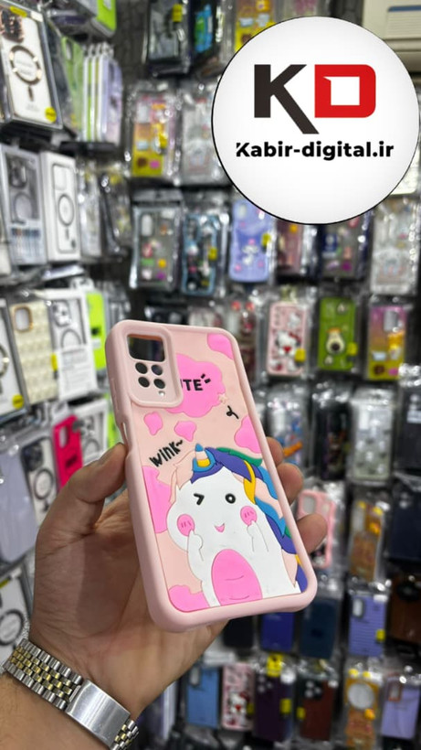 قاب گوشی Redmi Note 11 pro 4G / Redmi Note 12 pro 4G شیائومی طرح سیلیکونی Solid عروسکی برجسته محافظ لنز دار طرح اسب تک شاخ صورتی