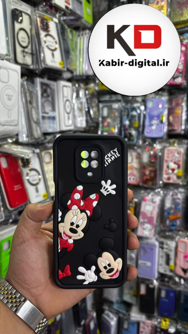 قاب گوشی Redmi Note 9 pro / Redmi Note 9s  شیائومی طرح سیلیکونی Solid عروسکی برجسته محافظ لنز دار طرح میکی موس مشکی