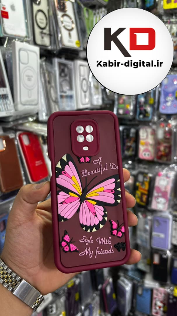 قاب گوشی Redmi Note 9 pro / Redmi Note 9s  شیائومی طرح سیلیکونی Solid عروسکی برجسته محافظ لنز دار طرح پروانه قرمز
