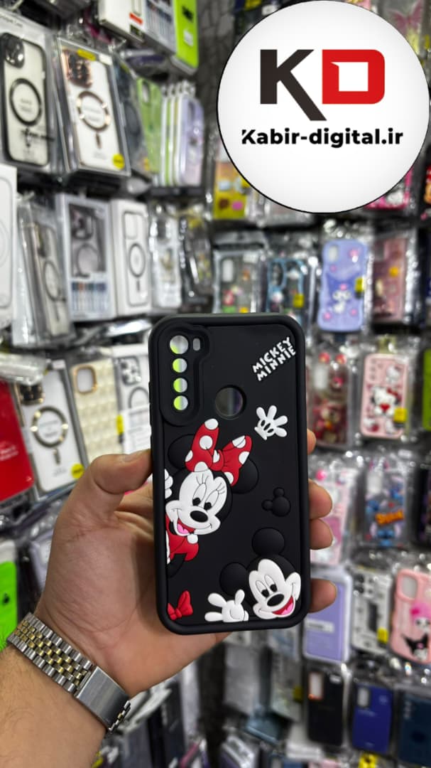 قاب گوشی Note 8 شیائومی طرح سیلیکونی Solid عروسکی برجسته محافظ لنز دار طرح میکی موس مشکی