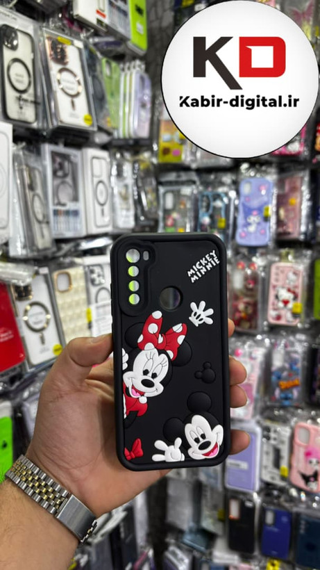 قاب گوشی Note 8 شیائومی طرح سیلیکونی Solid عروسکی برجسته محافظ لنز دار طرح میکی موس مشکی