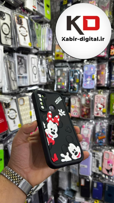 قاب گوشی Note 8 شیائومی طرح سیلیکونی Solid عروسکی برجسته محافظ لنز دار طرح میکی موس مشکی