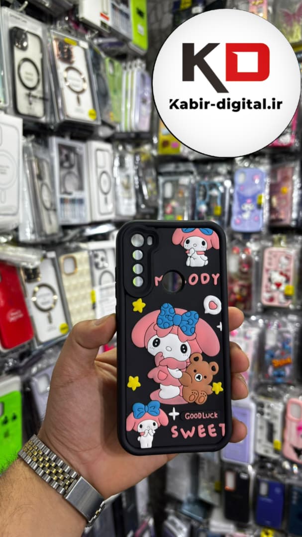 قاب گوشی Note 8 شیائومی طرح سیلیکونی Solid عروسکی برجسته محافظ لنز دار طرح ملودی مشکی