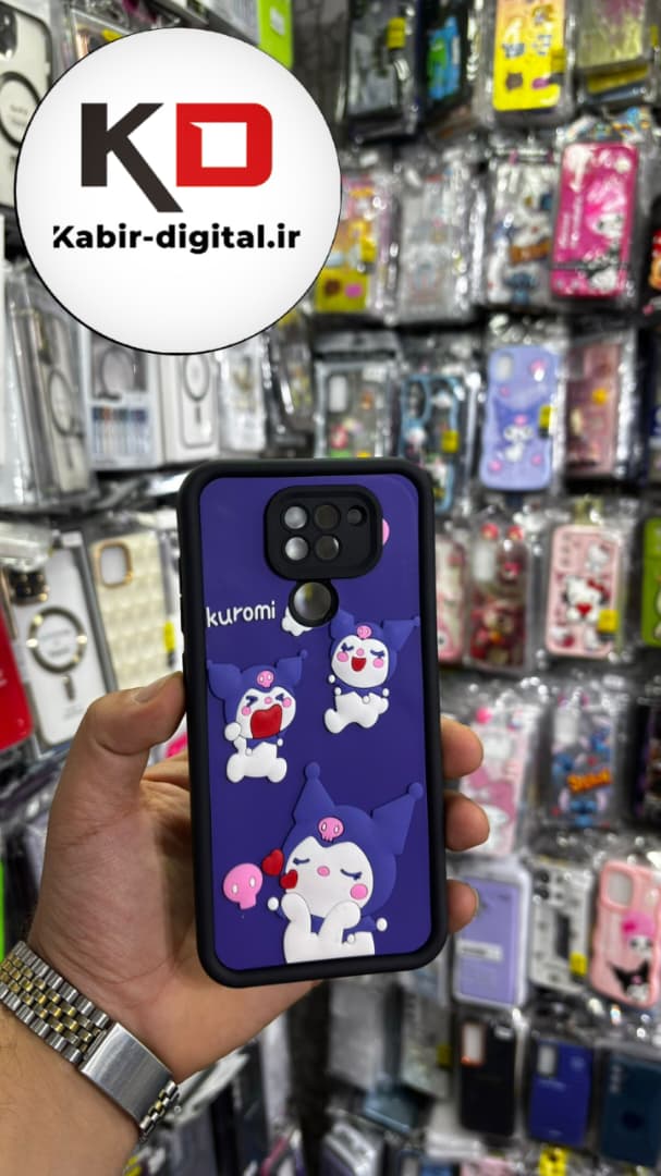 قاب گوشی Note 9 شیائومی طرح سیلیکونی Solid عروسکی برجسته محافظ لنز دار طرح کرومی بنفش