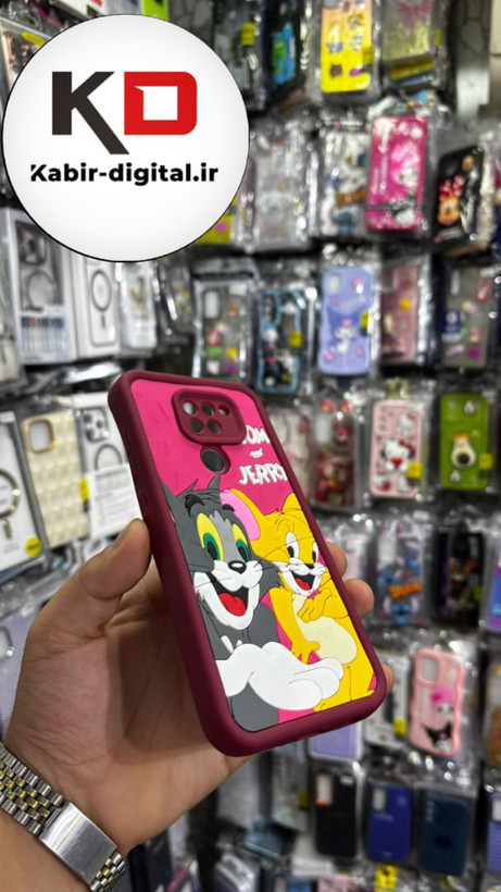 قاب گوشی Note 9 شیائومی طرح سیلیکونی Solid عروسکی برجسته محافظ لنز دار طرح تام و جری قرمز