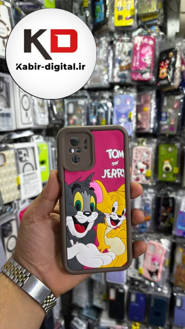 قاب گوشی Note 10/ Note 10s / POCO M5s شیائومی طرح سیلیکونی Solid عروسکی برجسته محافظ لنز دار طرح تام و جری قهوه ایی