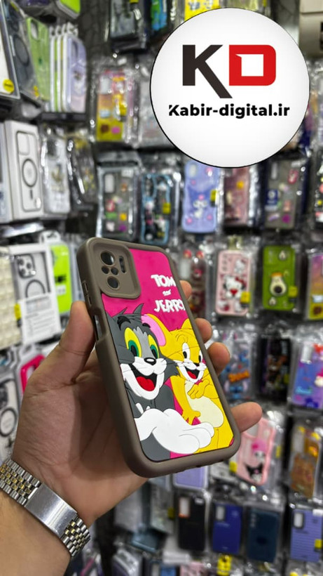قاب گوشی Note 10/ Note 10s / POCO M5s شیائومی طرح سیلیکونی Solid عروسکی برجسته محافظ لنز دار طرح تام و جری قهوه ایی