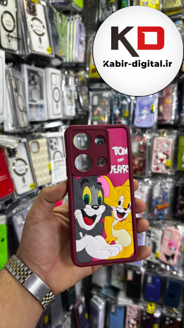قاب گوشی Redmi Note 13 Pro 4G / POCO M6 Pro / Note 14s  شیائومی طرح سیلیکونی Solid عروسکی برجسته محافظ لنزدار طرح تام و جری قرمز