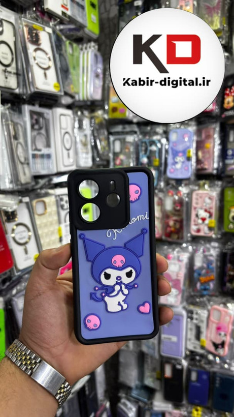 قاب گوشی Redmi Note 14 4G شیائومی طرح سیلیکونی Solid عروسکی برجسته محافظ لنزدار طرح کرومی بنفش