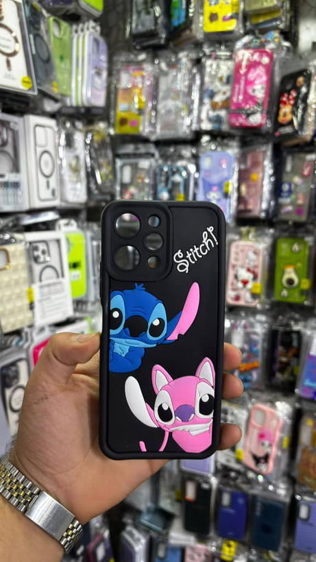 قاب گوشی Redmi 12 شیائومی طرح سیلیکونی Solid عروسکی برجسته محافظ لنزدار طرح استیج مشکی
