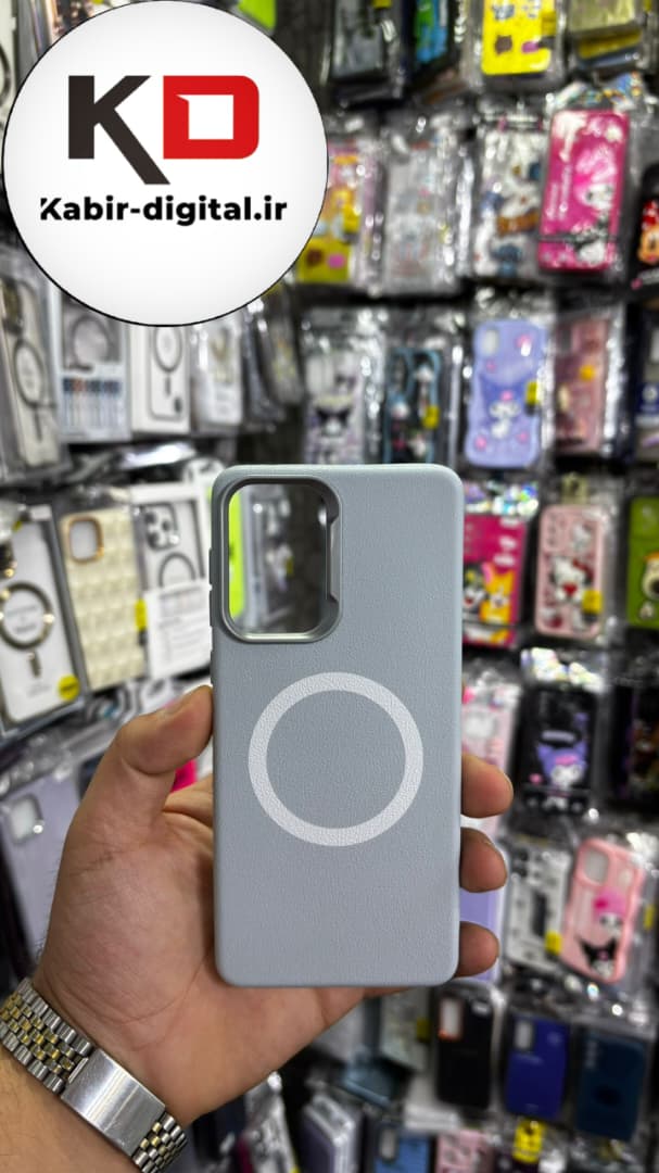 قاب گوشی Galaxy A73 سامسونگ لدر دیزاین SOFT Lether Design سیلیکونی طرح مگ سیف آبی کبریتی