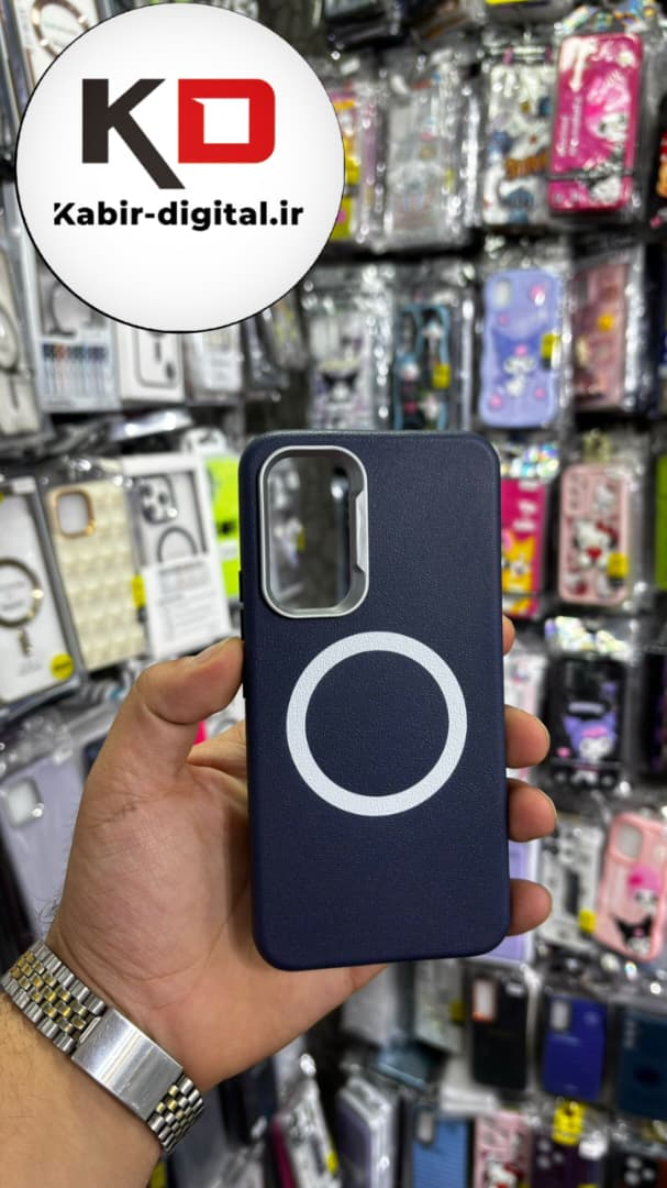قاب گوشی Galaxy A54 سامسونگ لدر دیزاین SOFT Lether Design سیلیکونی طرح مگ سیف سرمه ایی