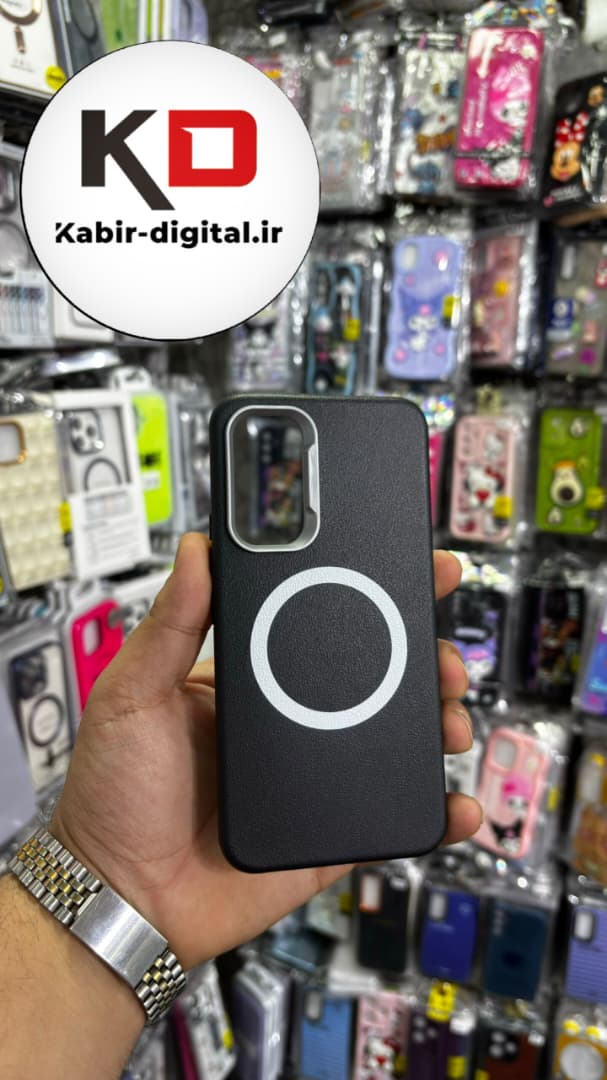 قاب گوشی Galaxy A54 سامسونگ لدر دیزاین SOFT Lether Design سیلیکونی طرح مگ سیف مشکی