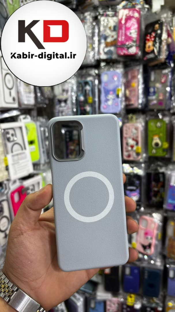 قاب گوشی Galaxy A12 / M12 سامسونگ لدر دیزاین SOFT Lether Design سیلیکونی طرح مگ سیف آبی کبریتی