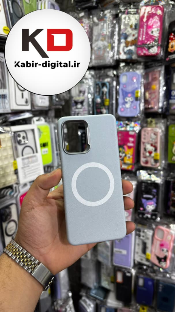قاب گوشی Galaxy A32 4G سامسونگ لدر دیزاین SOFT Lether Design سیلیکونی طرح مگ سیف آبی کبریتی