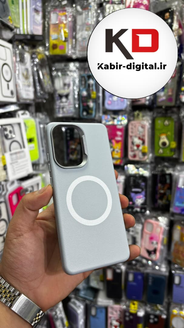 قاب گوشی POCO X7 Pro شیائومی لدر دیزاین SOFT Lether Design سیلیکونی طرح مگ سیف آبی کبریتی