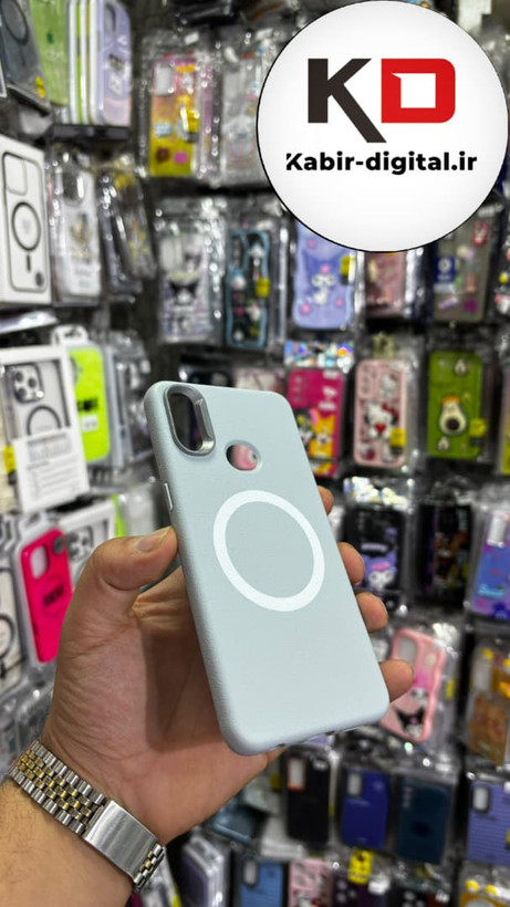 قاب گوشی Galaxy A10s سامسونگ لدر دیزاین SOFT Lether Design سیلیکونی طرح مگ سیف آبی کبریتی